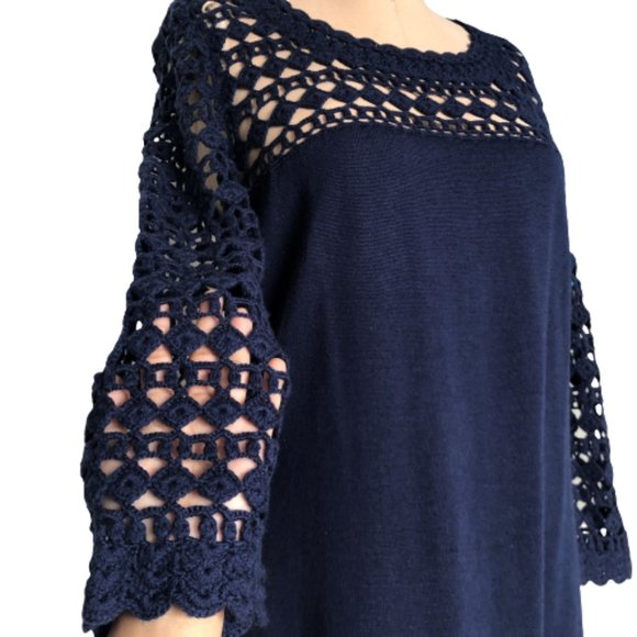 🌸host pick🌸 Lilly Pulitzer Karina merino wool sweater dress, crochet sleeves - Picture 7 of 16